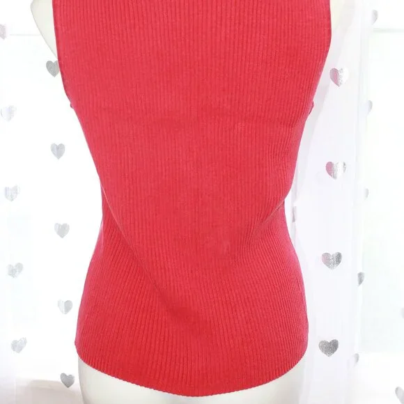 #287 Chico's Red Turtle-Neck Dressy Tank Size 3 (16) - Picture 6 of 9